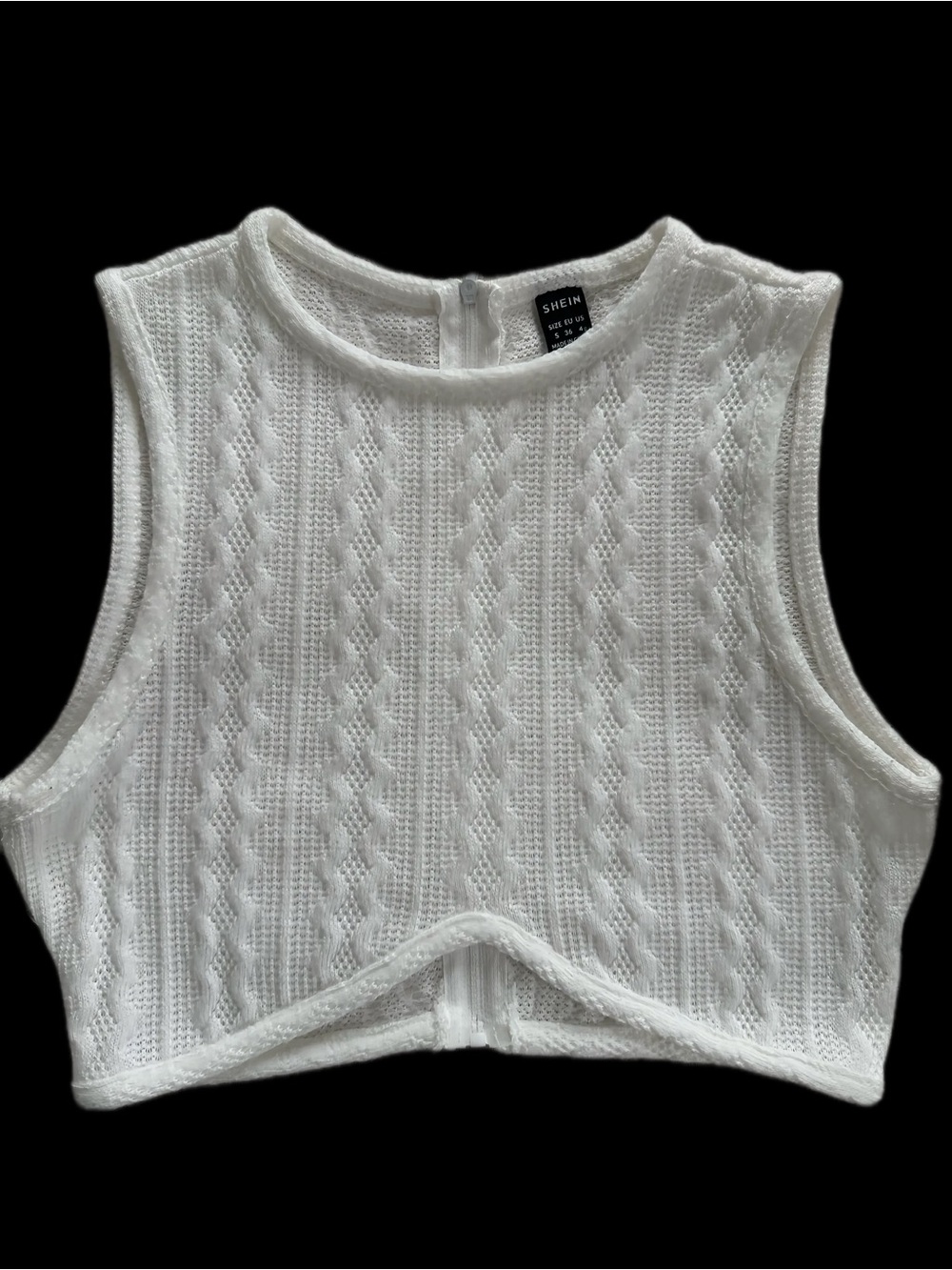 SHEIN White Cable-Knit Cropped Tank